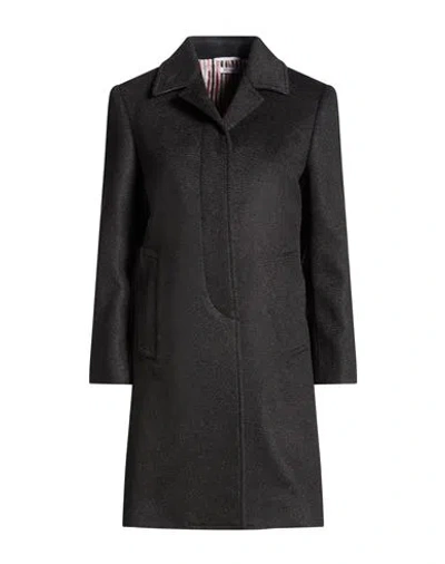 Thom Browne Woman Coat Charcoal Size 8 Cashmere In Black