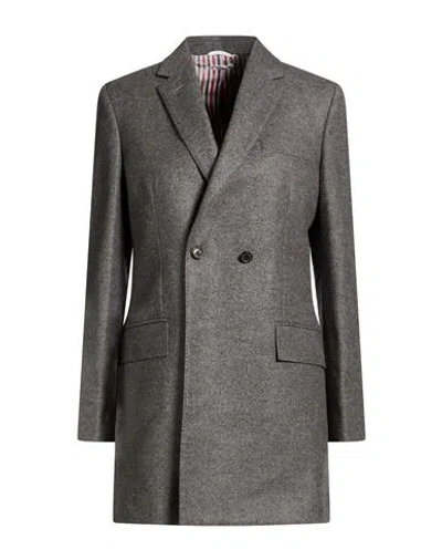 Thom Browne Woman Coat Grey Size 6 Virgin Wool In Gray