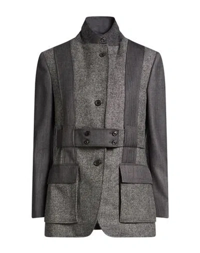 Thom Browne Woman Coat Grey Size 6 Wool In Gray