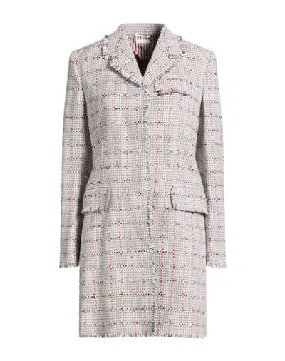 Thom Browne Woman Coat Light Grey Size 6 Cotton, Polyurethane, Wool In Gray