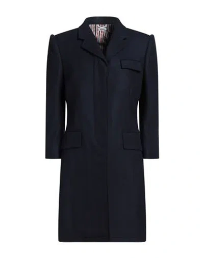 Thom Browne Woman Coat Navy Blue Size 8 Virgin Wool