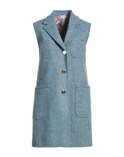 Thom Browne Woman Coat Slate Blue Size 6 Wool, Mohair Wool