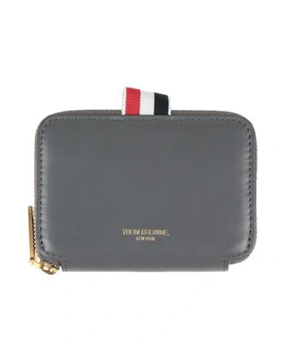 Thom Browne Woman Coin Purse Grey Size - Cow Leather In Gray