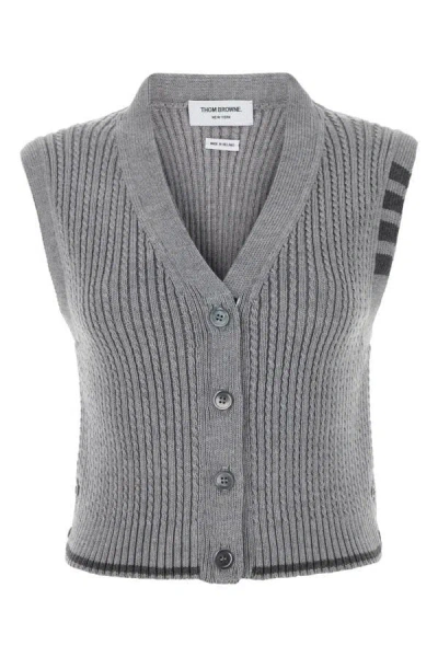 Thom Browne Woman Grey Wool Vest In Gray
