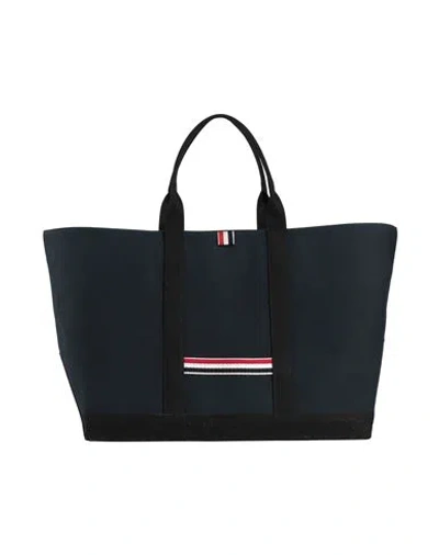 Thom Browne Tricolour-grosgrain Leather Tote Bag In Black