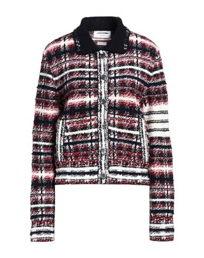 THOM BROWNE THOM BROWNE WOMAN JACKET NAVY BLUE SIZE 4 VIRGIN WOOL, MOHAIR WOOL, POLYAMIDE, WOOL