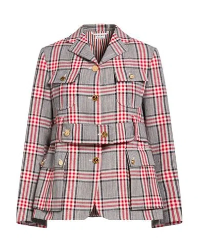 Thom Browne Woman Jacket Navy Size 8 Wool In Multi