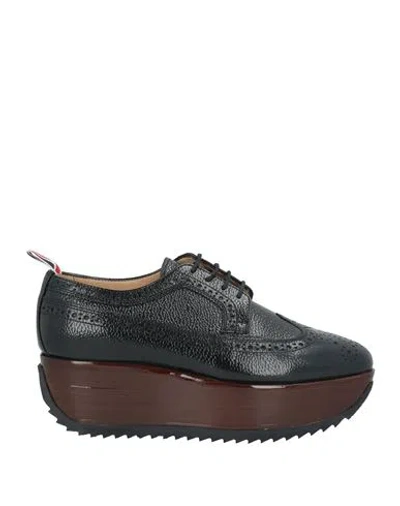 Thom Browne Woman Lace-up Shoes Black Size 8 Leather