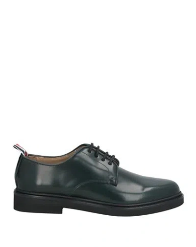 Thom Browne Woman Lace-up Shoes Dark Green Size 8 Leather