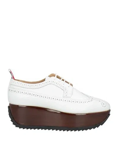 Thom Browne Woman Lace-up Shoes White Size 7.5 Leather In Multi