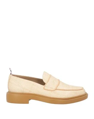 Thom Browne Woman Loafers Beige Size 10 Natural Raffia, Leather