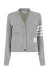 THOM BROWNE THOM BROWNE WOMAN MELANGE GREY COTTON CARDIGAN