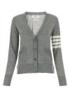 Thom Browne Woman Melange Grey Wool Cardigan In Gray