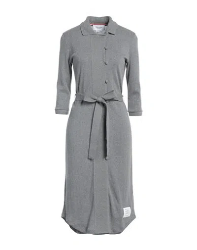 Thom Browne Woman Midi Dress Grey Size 6 Cotton, Polyamide