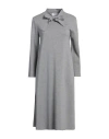 Thom Browne Woman Midi Dress Grey Size 8 Wool In Grey