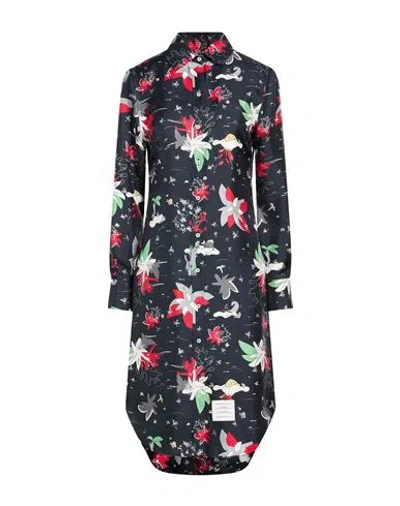 Thom Browne Woman Midi Dress Midnight Blue Size 8 Silk