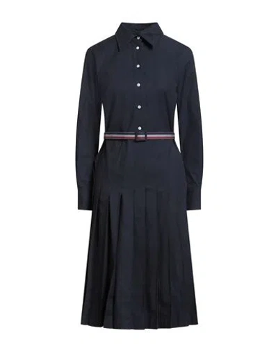 Thom Browne Woman Midi Dress Navy Size 6 Cotton In Blue