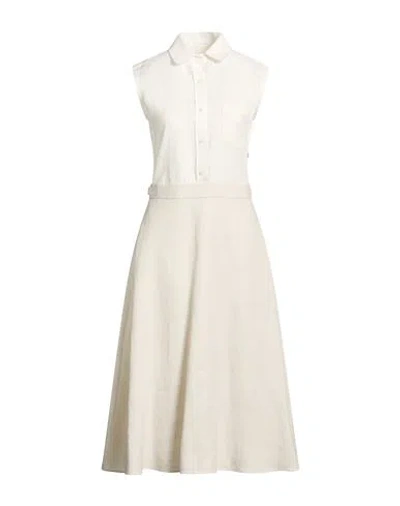 Thom Browne Woman Midi Dress Off White Size 10 Linen
