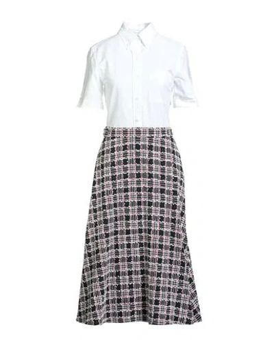 Thom Browne Woman Midi Dress White Size 6 Cotton, Polyamide