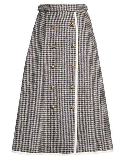 Thom Browne Woman Midi Skirt Grey Size 10 Wool In Multi