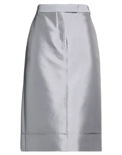 Thom Browne Woman Midi Skirt Grey Size 4 Wool, Silk