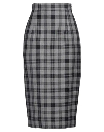 Thom Browne Woman Midi Skirt Grey Size 6 Wool In Gray