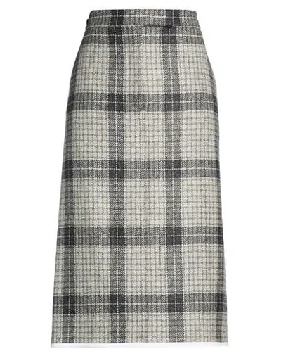 Thom Browne Woman Midi Skirt Grey Size 8 Wool In Multi