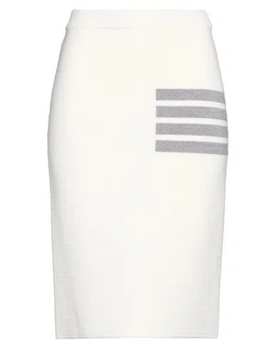 Thom Browne Woman Midi Skirt Ivory Size 4 Virgin Wool, Polyamide In White