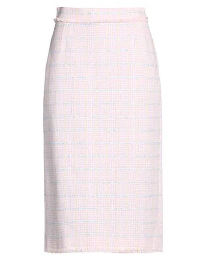 Thom Browne Woman Midi Skirt Light Pink Size 4 Cotton, Polyurethane, Wool In Multi