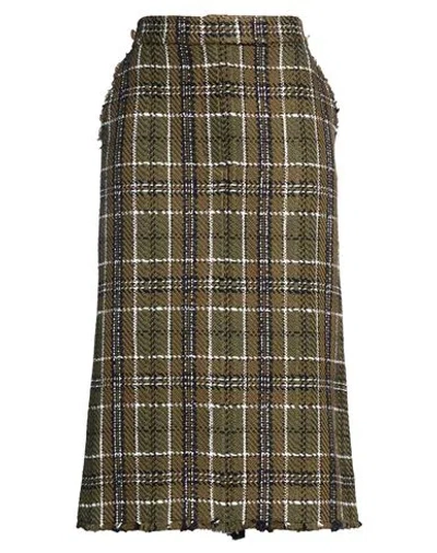 Thom Browne Woman Midi Skirt Military Green Size 0 Cotton, Wool, Synthetic Fibers
