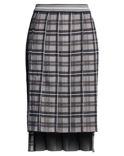 Thom Browne Woman Midi Skirt Navy Size 3 Silk, Cotton In Blue