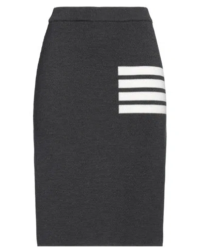 THOM BROWNE THOM BROWNE WOMAN MIDI SKIRT CHARCOAL SIZE 2 VIRGIN WOOL, POLYAMIDE