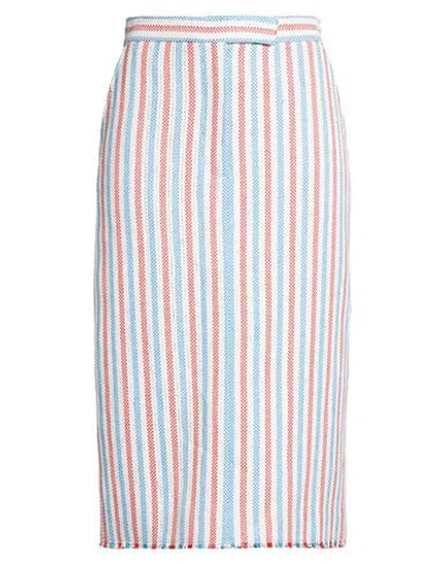 Thom Browne Woman Midi Skirt White Size 8 Viscose, Linen