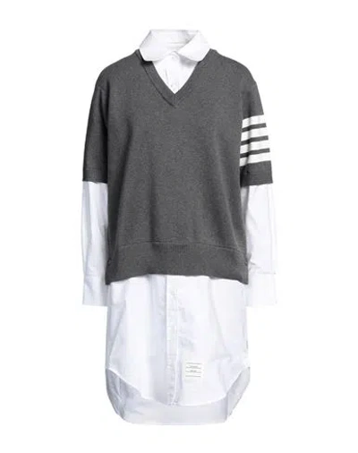 Thom Browne Woman Mini Dress Grey Size 6 Cotton