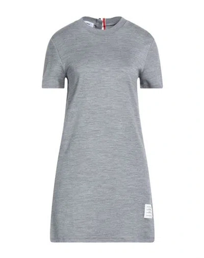 Thom Browne Woman Mini Dress Grey Size 8 Cotton, Silk, Polyamide