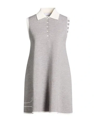 Thom Browne Woman Mini Dress Light Grey Size 6 Virgin Wool, Polyamide, Elastane In Gray