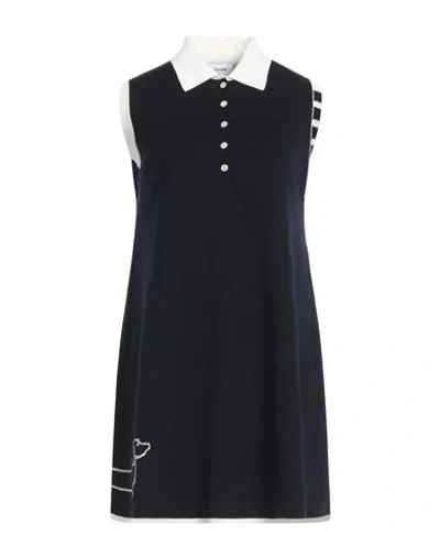 Thom Browne Woman Mini Dress Midnight Blue Size 6 Virgin Wool, Polyamide, Elastane