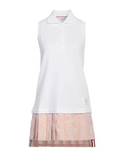 Thom Browne Mini White And Orange Polo Dress In Cotton Woman
