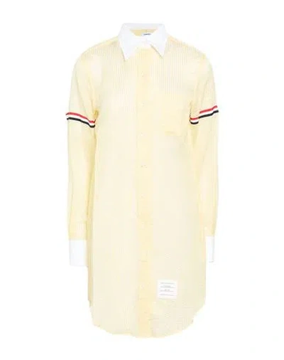 Thom Browne Woman Mini Dress Yellow Size 4 Silk, Cotton