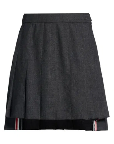 Thom Browne Woman Mini Skirt Charcoal Size 10 Wool In Black