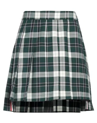 THOM BROWNE THOM BROWNE WOMAN MINI SKIRT DARK GREEN SIZE 8 WOOL, POLYESTER