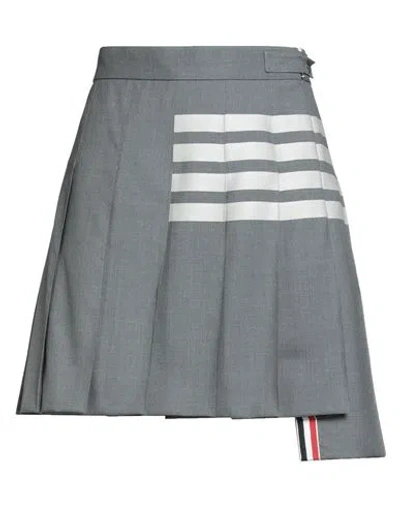 Thom Browne Woman Mini Skirt Grey Size 10 Wool In Black