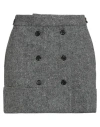 Thom Browne Woman Mini Skirt Grey Size 6 Merino Wool, Mohair Wool In Gray