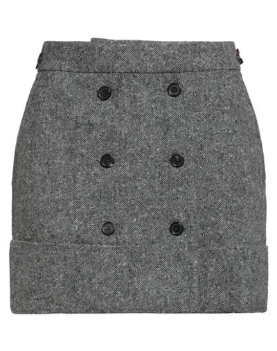 Thom Browne Woman Mini Skirt Grey Size 6 Merino Wool, Mohair Wool In Gray
