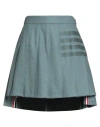 Thom Browne Woman Mini Skirt Light Blue Size 8 Wool, Cashmere In Blue