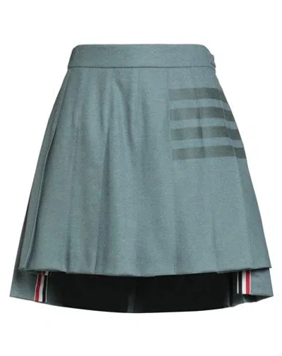 Thom Browne Woman Mini Skirt Light Blue Size 8 Wool, Cashmere