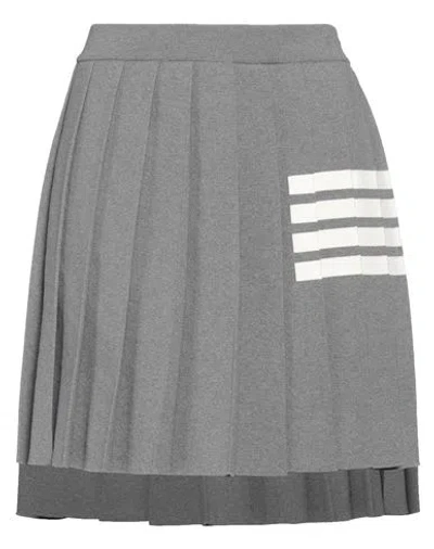 THOM BROWNE THOM BROWNE WOMAN MINI SKIRT LIGHT GREY SIZE 4 COTTON, POLYAMIDE, ELASTANE