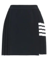 Thom Browne Wrap-effect Pleated Striped Knitted Mini Skirt In Midnight Blue