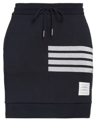 Thom Browne Woman Mini Skirt Midnight Blue Size 4 Cotton In Black