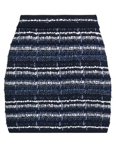 Thom Browne Woman Mini Skirt Navy Size 4 Cotton, Synthetic Fibers, Virgin Wool, Silk, Linen In Blue